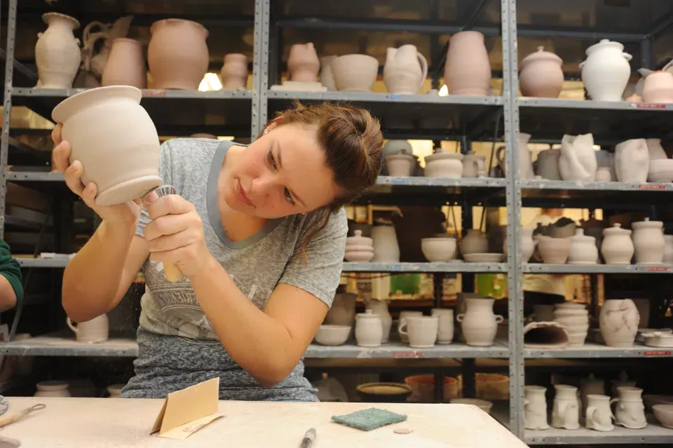 Student in ceramics lab